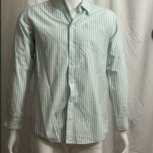 Cherokee Men's Light Blue Striped Button Down Shirt